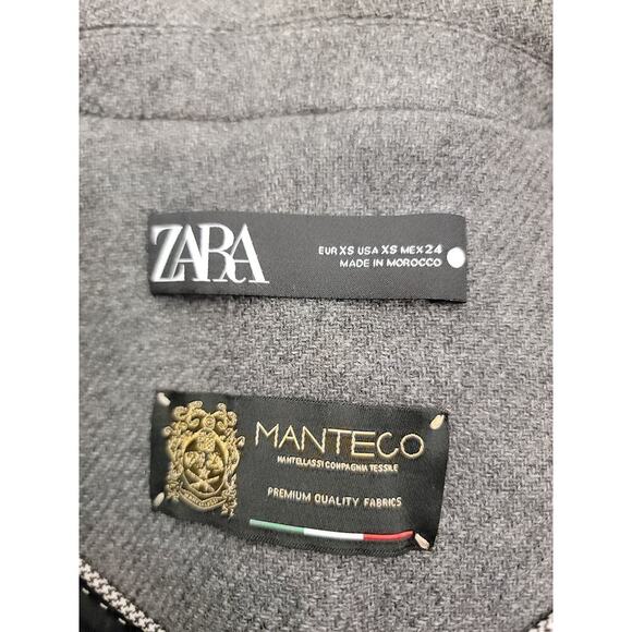 Zara Manteco Peacoat Sz XS Italian Wool Dark Gray Three Button Long Coat Jacket - Picture 9 of 14